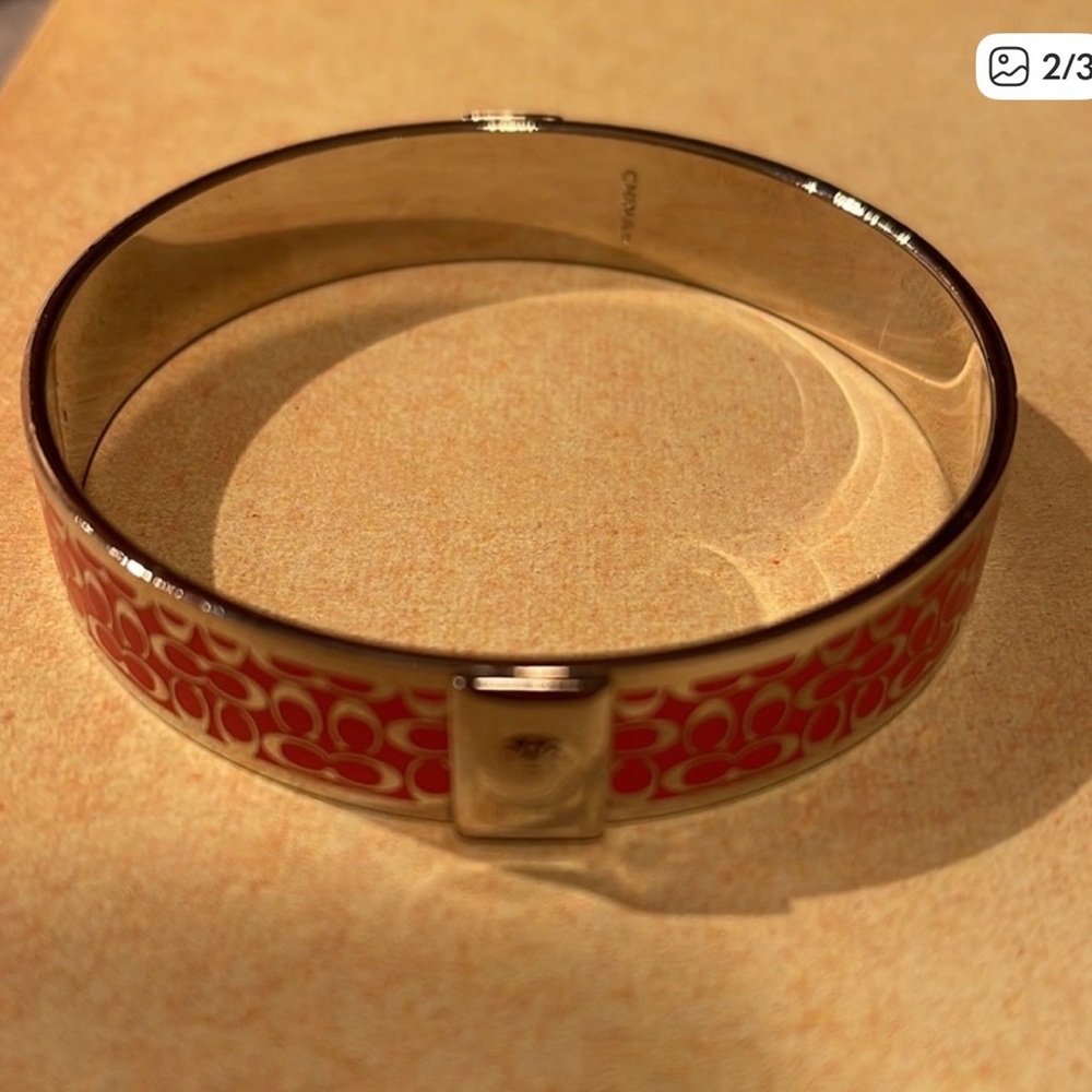 Coach Red and Silver Patterned Bracelet - Picture 5 of 7